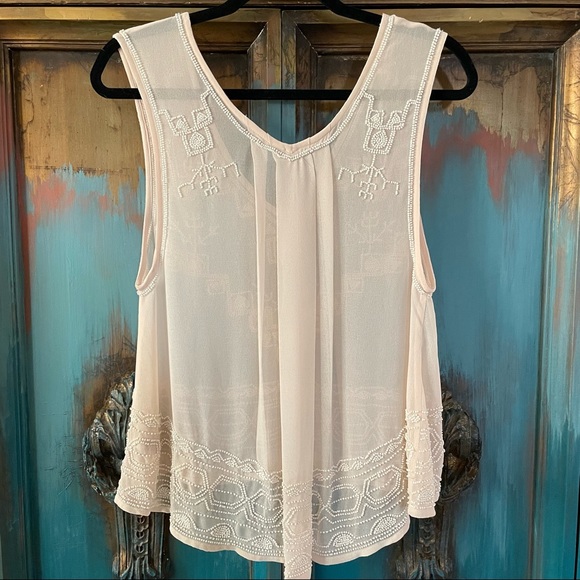 Free People Beaded Sleeveless Top Size XS - Picture 2 of 6